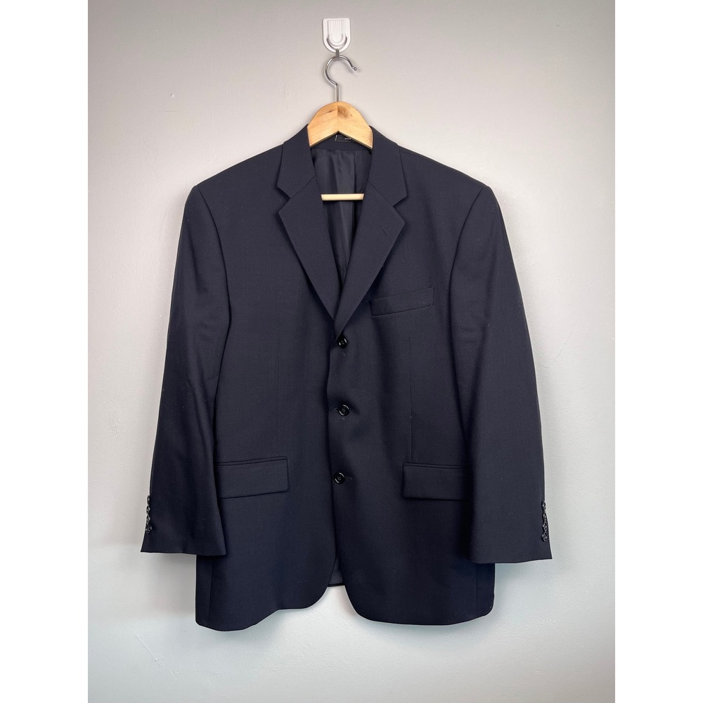 Calvin Klein Mens Navy 100% Wool 3 Button‎ Blazer Sport Coat Made in Canada 38